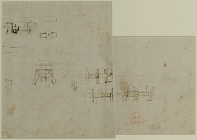 機械の要素、c。 1489-90（紙にペンと茶色のインク） 作： Leonardo da Vinci